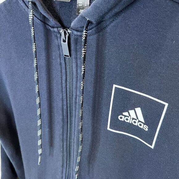 ADIDAS SPORTSWEAR Athletic Zip-Up Hoodie Navy size medium - Picture 5 of 16